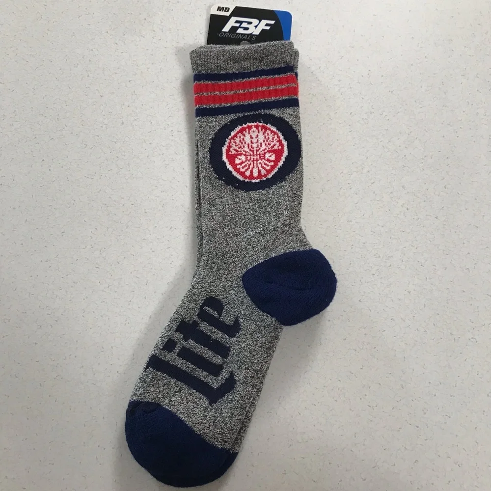 Miller Lite Crest Beer Socks Crew Socks Mens MD NWT It’s Miller Time Collectible